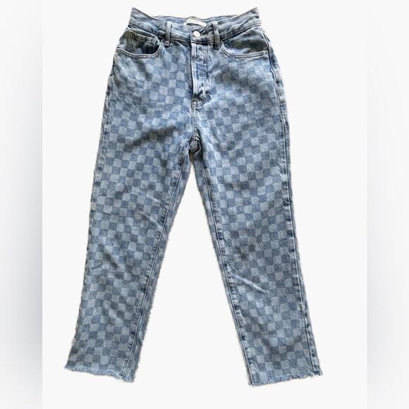 PacSun Eco Checkerboard High Waisted Straight Leg Jeans Size 26 - Picture 2 of 10